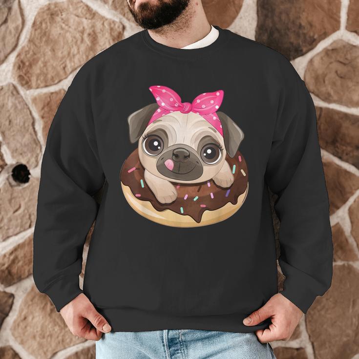 Cute Pug Shirt Donut Girls Dog Men Graphic Sweatshirt, novelty gifts, funny gifts