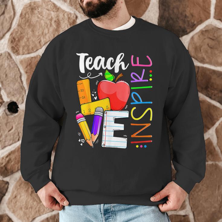 Cute Teach Love And Inspire Men Women Teacher Men Graphic Sweatshirt, novelty gifts, funny gifts