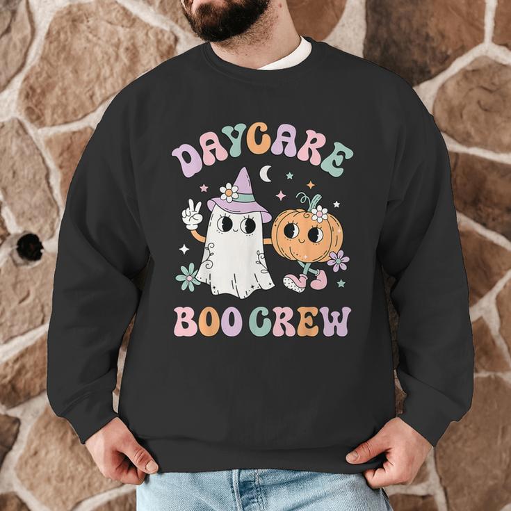 Daycare Boo Crew Groovy Halloween Floral Ghost Kid Teacher Men Graphic Sweatshirt, novelty gifts, funny gifts