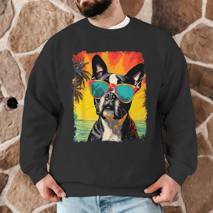Dog Boston Terrier Hawaiian Men Graphic Sweatshirt, novelty gifts, funny gifts