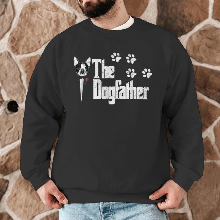 The Dogfather Boston Terrier Dog Dad Tshirt Idea Men Graphic Sweatshirt, novelty gifts, funny gifts