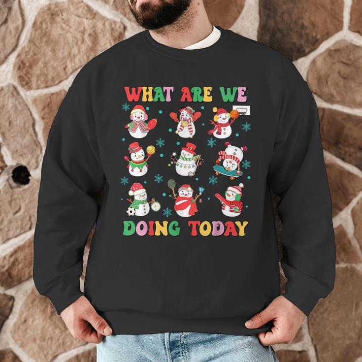 What Are We Doing Today PE Teacher Snowman Christmas Men Graphic Sweatshirt, novelty gifts, funny gifts What Are We Doing Today PE Teacher Snowman Christmas Men Graphic Sweatshirt, novelty gifts, funny gifts