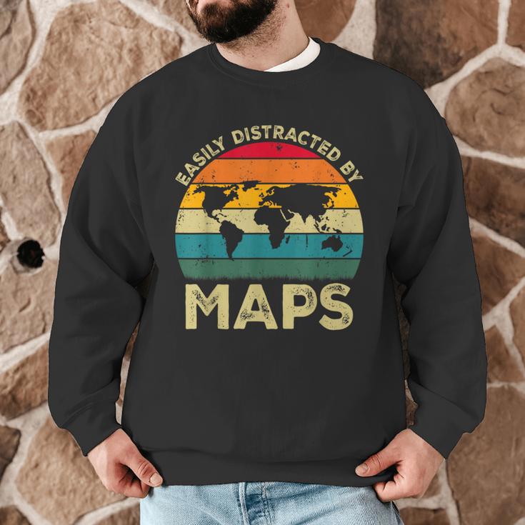 Easily Distracted By Maps Geography Teacher Men Graphic Sweatshirt, novelty gifts, funny gifts Easily Distracted By Maps Geography Teacher Men Graphic Sweatshirt, novelty gifts, funny gifts
