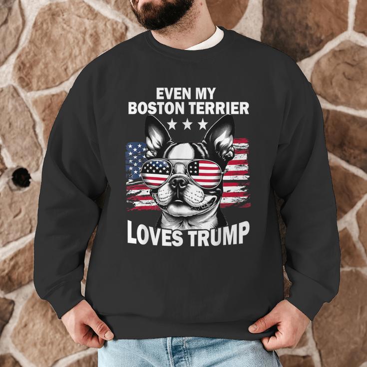 Even My Boston Terrier Loves Trump Trump Supporter Dog Lover Men Graphic Sweatshirt, novelty gifts, funny gifts