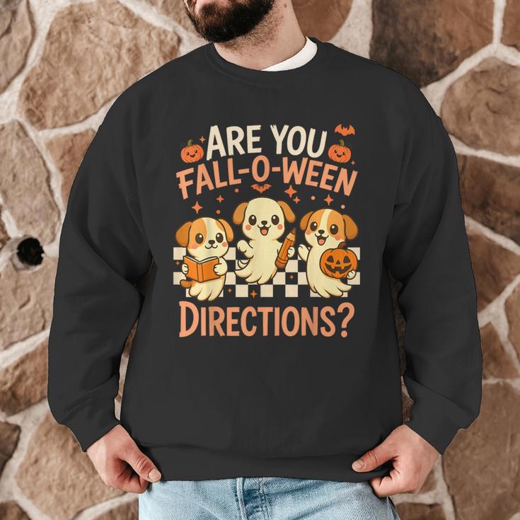 Are You Fall O Ween Directions Teacher Halloween Dog Ghost Men Graphic Sweatshirt, novelty gifts, funny gifts