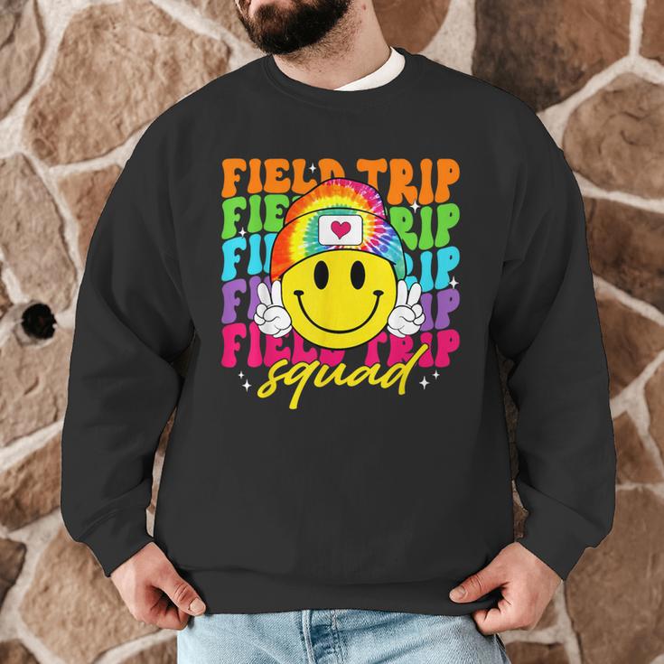 Field Trip Squad Groovy Field Day Smile Face Teacher Tie Dye Men Graphic Sweatshirt, novelty gifts, funny gifts Field Trip Squad Groovy Field Day Smile Face Teacher Tie Dye Men Graphic Sweatshirt, novelty gifts, funny gifts
