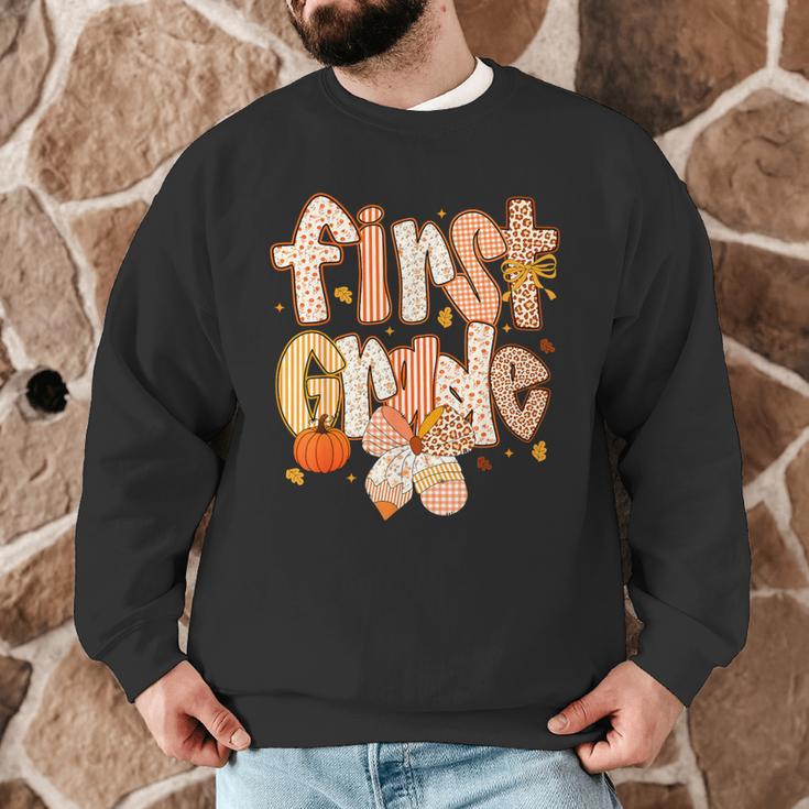 First Grade Fall Floral Coquette Bow Teachers Students Men Graphic Sweatshirt, novelty gifts, funny gifts