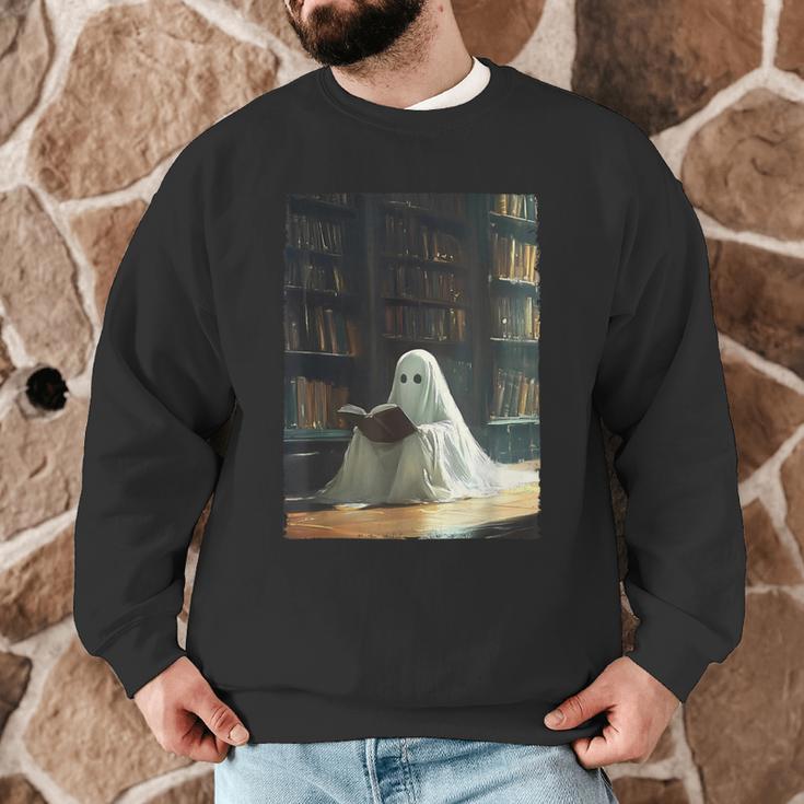 Ghost Library Halloween Book Reading Books Lover Teacher Men Graphic Sweatshirt, novelty gifts, funny gifts