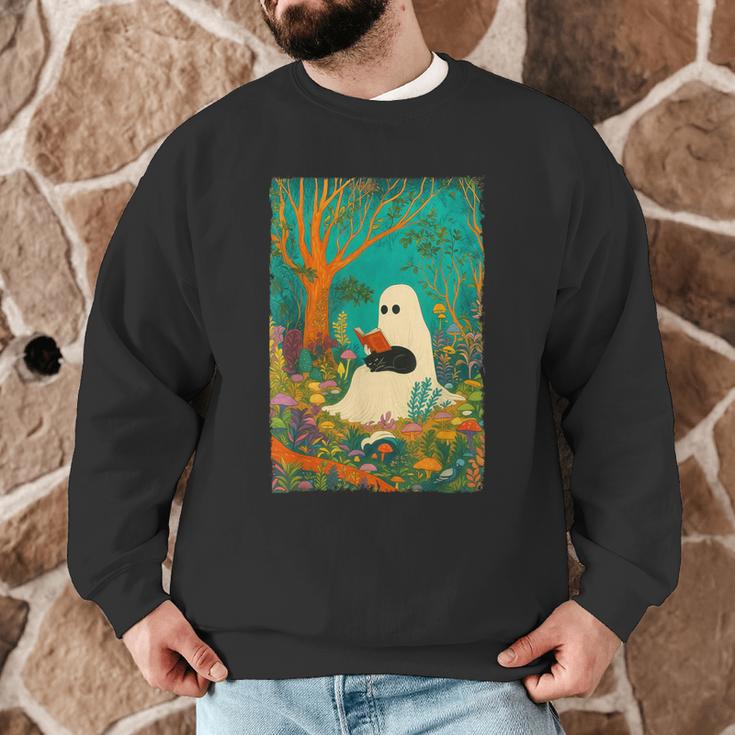 Groovy Ghost Reading Book Cat Halloween Ghost Teacher Men Graphic Sweatshirt, novelty gifts, funny gifts Groovy Ghost Reading Book Cat Halloween Ghost Teacher Men Graphic Sweatshirt, novelty gifts, funny gifts