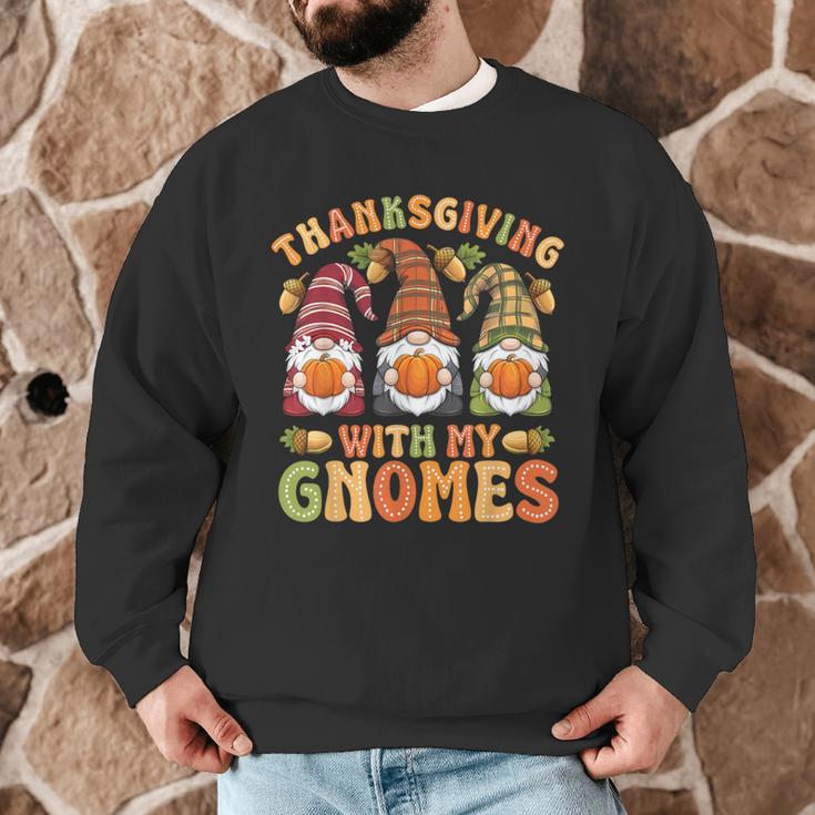 Groovy Thanksgiving With My Gnomie Women Teacher Fall Gnome Men Graphic Sweatshirt, novelty gifts, funny gifts
