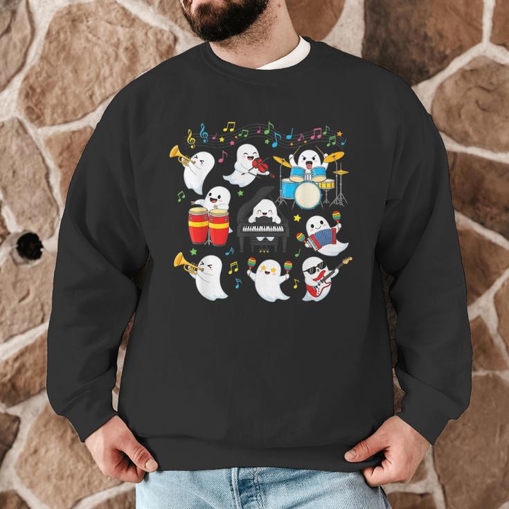 Halloween Music Teacher Ghost Playing Musical Instruments Men Graphic Sweatshirt, novelty gifts, funny gifts Halloween Music Teacher Ghost Playing Musical Instruments Men Graphic Sweatshirt, novelty gifts, funny gifts