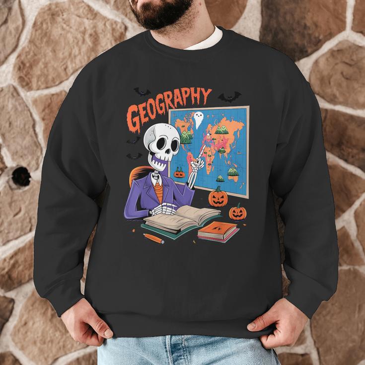 Halloween Skeleton Geography Teacher Pumpkin Bats Classroom Men Graphic Sweatshirt, novelty gifts, funny gifts Halloween Skeleton Geography Teacher Pumpkin Bats Classroom Men Graphic Sweatshirt, novelty gifts, funny gifts