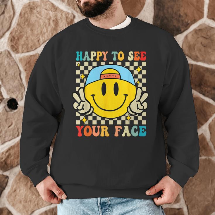 Happy To See Your Face Hippie Smile Back To School Teachers Men Graphic Sweatshirt, novelty gifts, funny gifts Happy To See Your Face Hippie Smile Back To School Teachers Men Graphic Sweatshirt, novelty gifts, funny gifts