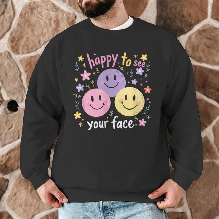 Happy To See Your Face Smile Face Teacher Back To School Men Graphic Sweatshirt, novelty gifts, funny gifts Happy To See Your Face Smile Face Teacher Back To School Men Graphic Sweatshirt, novelty gifts, funny gifts
