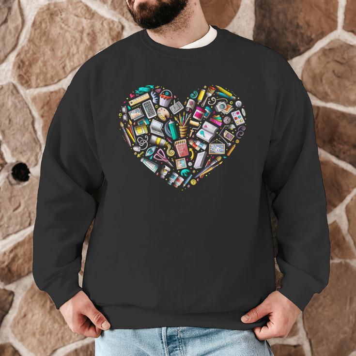 Heart Shape Art Teacher And Painting Sketching Artist Men Graphic Sweatshirt, novelty gifts, funny gifts