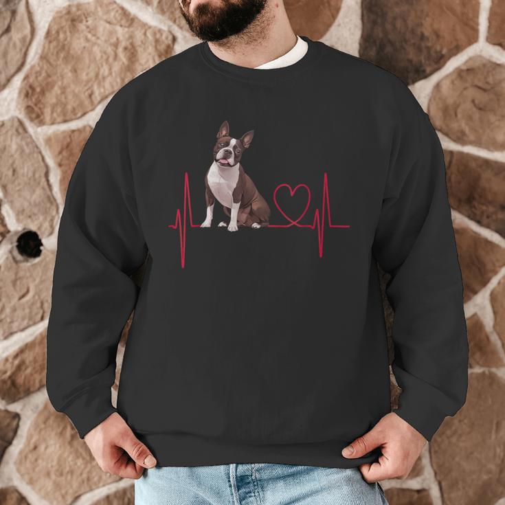 Heartbeat Boston Terrier Dog Men Graphic Sweatshirt, novelty gifts, funny gifts