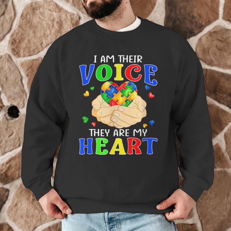 I Am Their Voice They Are My Heart Autism Awareness Teacher Men Graphic Sweatshirt, novelty gifts, funny gifts