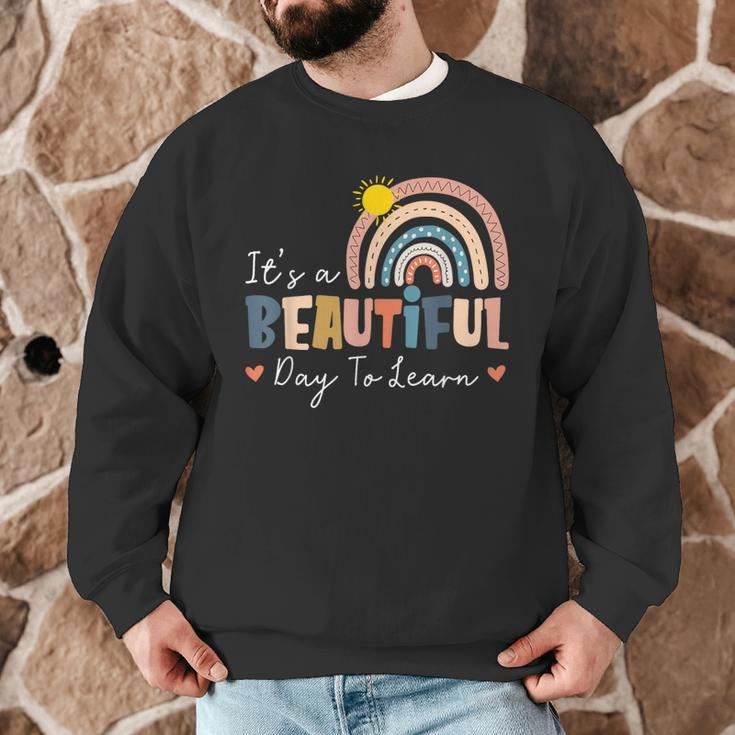 It's A Beautiful Day To Learn Cute Rainbow Boho Teacher Men Graphic Sweatshirt, novelty gifts, funny gifts