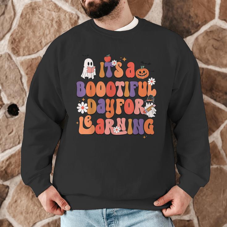It's A Bootiful Day For Learning Cute Teacher Halloween Men Graphic Sweatshirt, novelty gifts, funny gifts