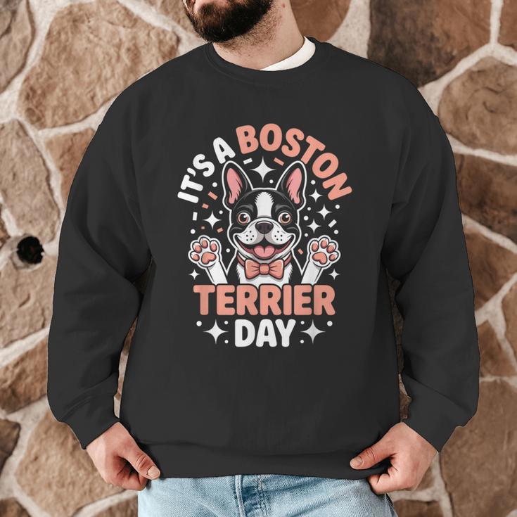 It’s A Boston Terrier Day Pet Cute Dog Lover Cartoon Men Graphic Sweatshirt, novelty gifts, funny gifts