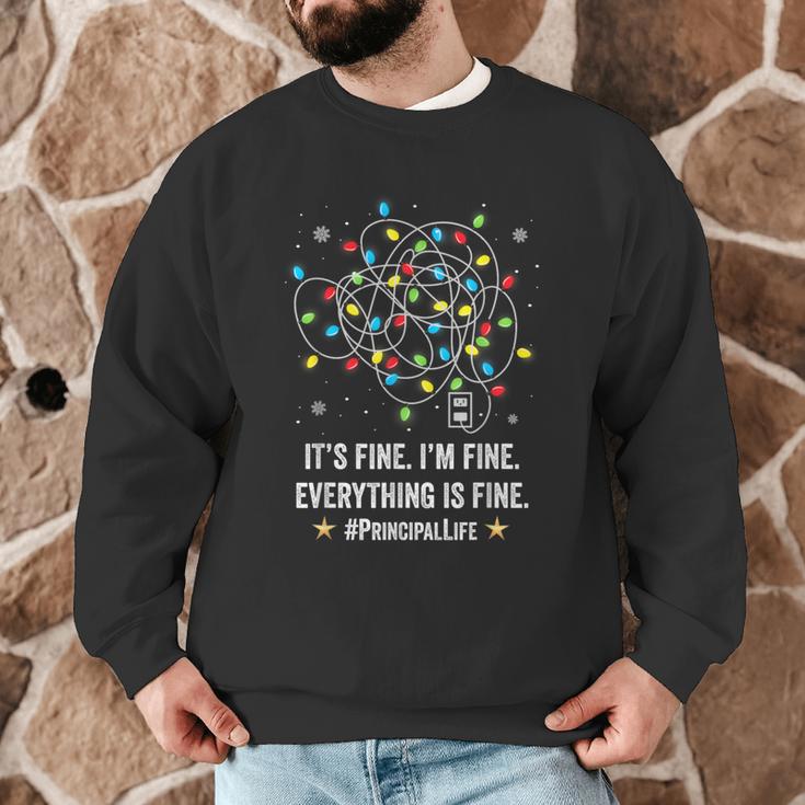 It's Fine I'm Fine Christmas Light Principal Teacher Xmas Men Women Men Graphic Sweatshirt, novelty gifts, funny gifts