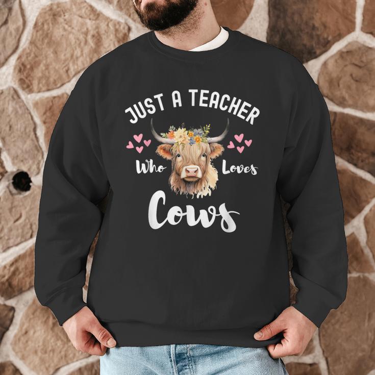 Just A Teacher Who Loves Cows Shirt Cute Highland Cow Men Graphic Sweatshirt, novelty gifts, funny gifts