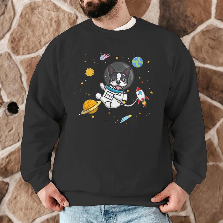 Kawaii Kids & Boys Astronaut Space Boston Terrier Dog Lover Men Graphic Sweatshirt, novelty gifts, funny gifts