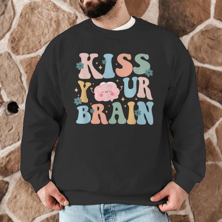 Kiss Your Brain Teacher Inspire Educate Groovy Retro Vintage Men Graphic Sweatshirt, novelty gifts, funny gifts Kiss Your Brain Teacher Inspire Educate Groovy Retro Vintage Men Graphic Sweatshirt, novelty gifts, funny gifts