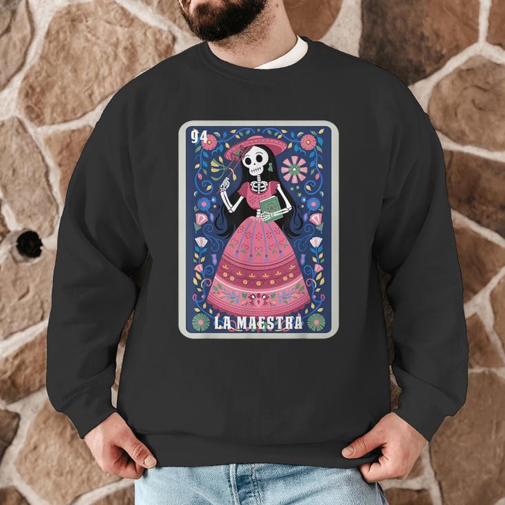 La Maestra Halloween Mexican Bingo Card Teacher Lottery Card Men Graphic Sweatshirt, novelty gifts, funny gifts La Maestra Halloween Mexican Bingo Card Teacher Lottery Card Men Graphic Sweatshirt, novelty gifts, funny gifts