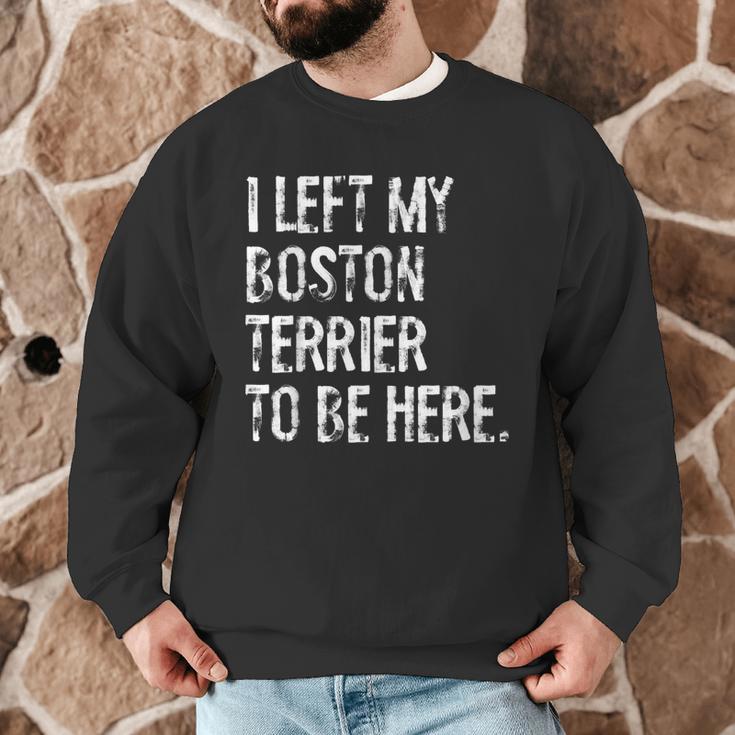I Left My Boston Terrier To Be Here Men Graphic Sweatshirt, novelty gifts, funny gifts