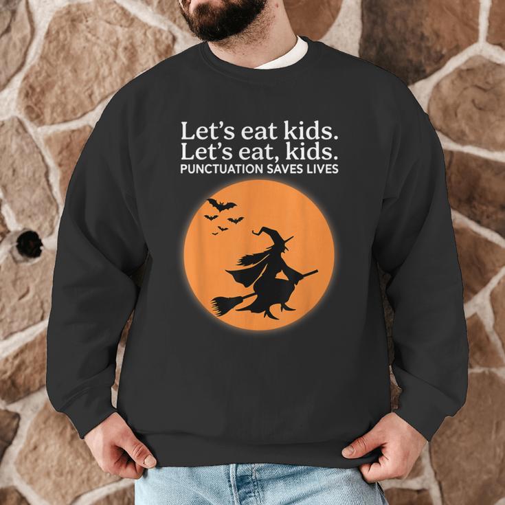 Let's Eat Kids Punctuation Saves Live Witch Grammar Teacher Men Graphic Sweatshirt, novelty gifts, funny gifts Let's Eat Kids Punctuation Saves Live Witch Grammar Teacher Men Graphic Sweatshirt, novelty gifts, funny gifts