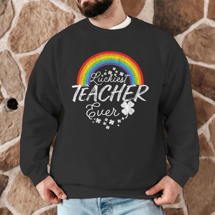 Luckiest Teacher Ever Rainbow- St Patricks Day Teacher Men Graphic Sweatshirt, novelty gifts, funny gifts