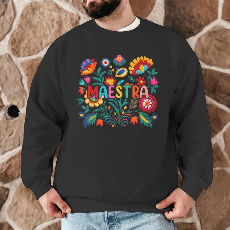 Maestra Flowers Spanish Teacher Cinco De Mayo Men Graphic Sweatshirt, novelty gifts, funny gifts