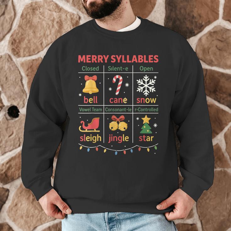 Merry Syllables Teacher Christmas Educational Kids Men Graphic Sweatshirt, novelty gifts, funny gifts