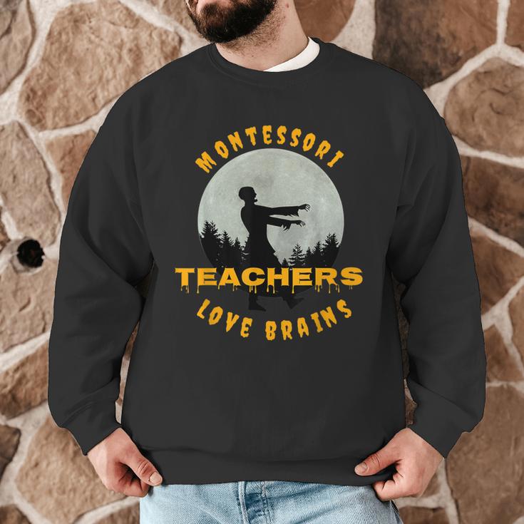 Montessori Teachers Love Brains Halloween Novelty Men Women Men Graphic Sweatshirt, novelty gifts, funny gifts