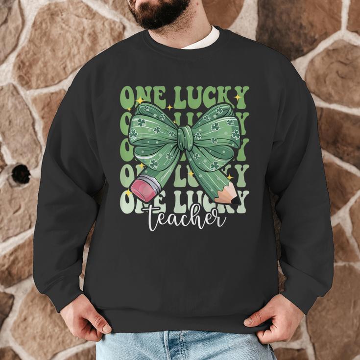 One Lucky Teacher Coquette Bow St Patricks Day Teacher Men Graphic Sweatshirt, novelty gifts, funny gifts One Lucky Teacher Coquette Bow St Patricks Day Teacher Men Graphic Sweatshirt, novelty gifts, funny gifts