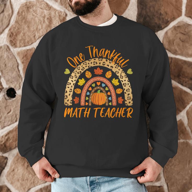 One Thankful Math Teacher Thanksgiving Autumn Fall Rainbow Men Graphic Sweatshirt, novelty gifts, funny gifts