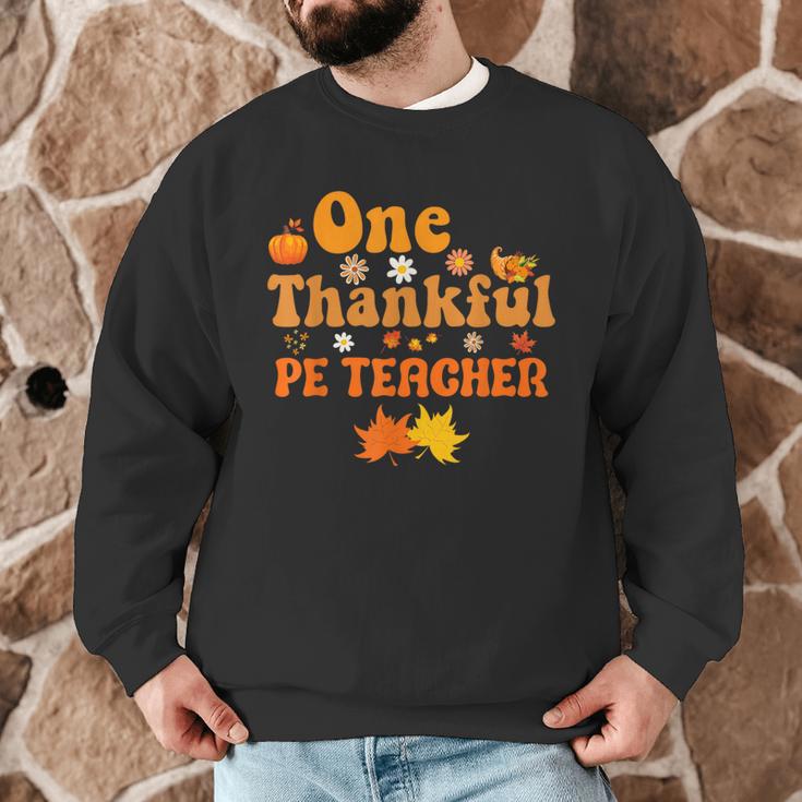 One Thankful PE Teacher Thanksgiving Fall Autumn Groovy Men Graphic Sweatshirt, novelty gifts, funny gifts One Thankful PE Teacher Thanksgiving Fall Autumn Groovy Men Graphic Sweatshirt, novelty gifts, funny gifts