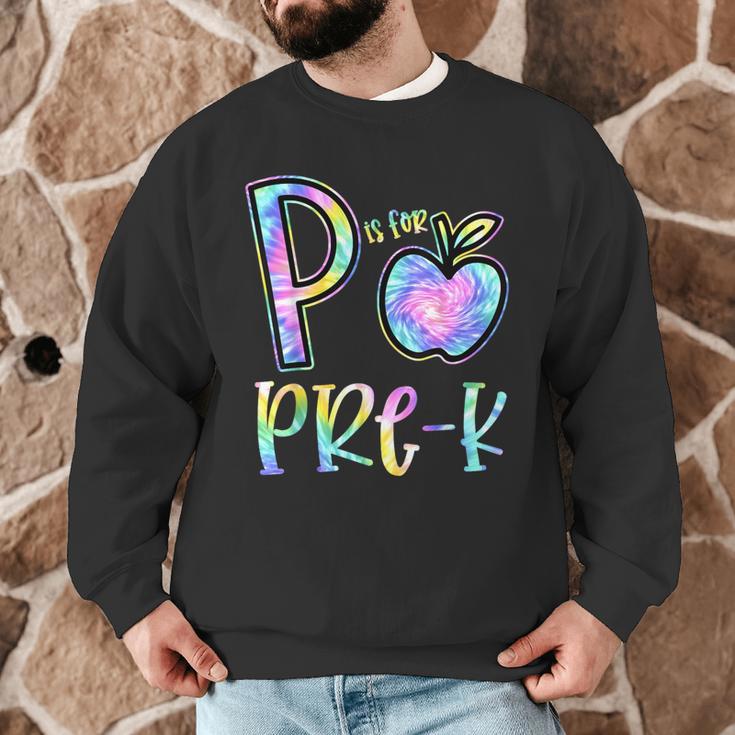 P Is For Pre-K Preschool Teacher Tie Dye Back To School Men Graphic Sweatshirt, novelty gifts, funny gifts P Is For Pre-K Preschool Teacher Tie Dye Back To School Men Graphic Sweatshirt, novelty gifts, funny gifts