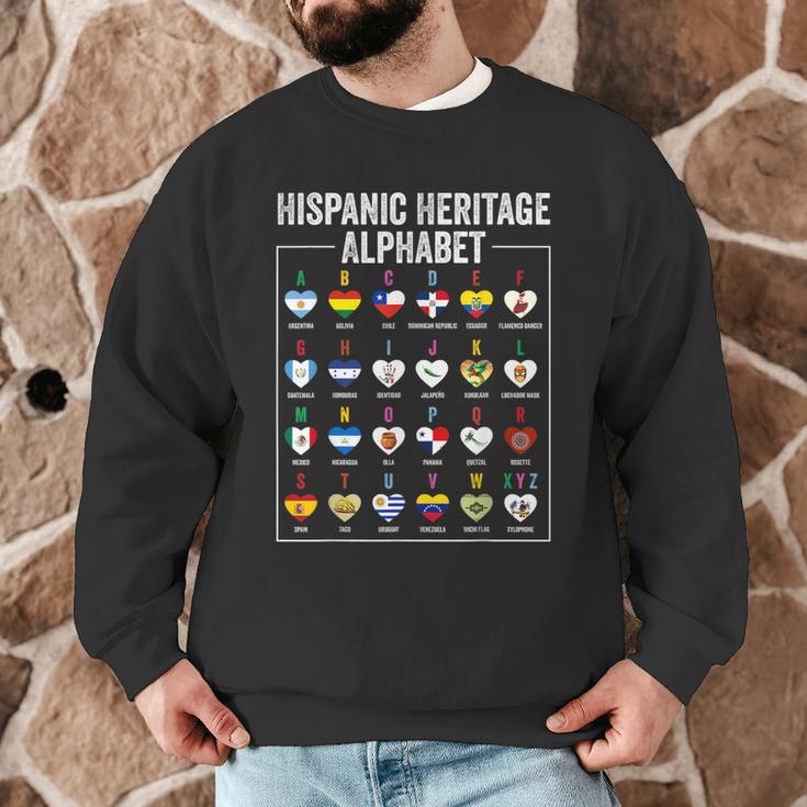 Hispanic Flags Alphabet Hearts Latin Heritage For Teacher Men Graphic Sweatshirt, novelty gifts, funny gifts