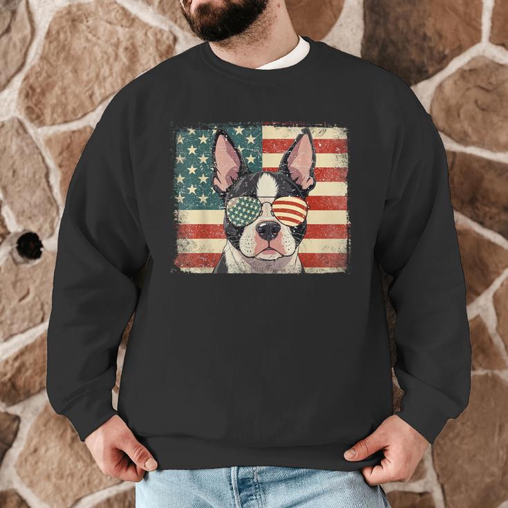 Patriotic Boston Terrier Dog Lover USA Flag 4th Of July For Men Women Kids Men Graphic Sweatshirt, novelty gifts, funny gifts