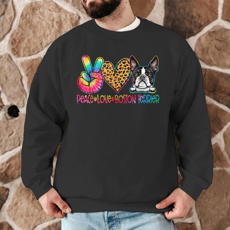 Peace Love Boston Terrier Tie Dye Dog Lover For Men Women Girls Kids Men Graphic Sweatshirt, novelty gifts, funny gifts