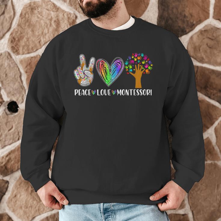 Peace Love Montessori Daycare Teacher Appreciation Men Graphic Sweatshirt, novelty gifts, funny gifts