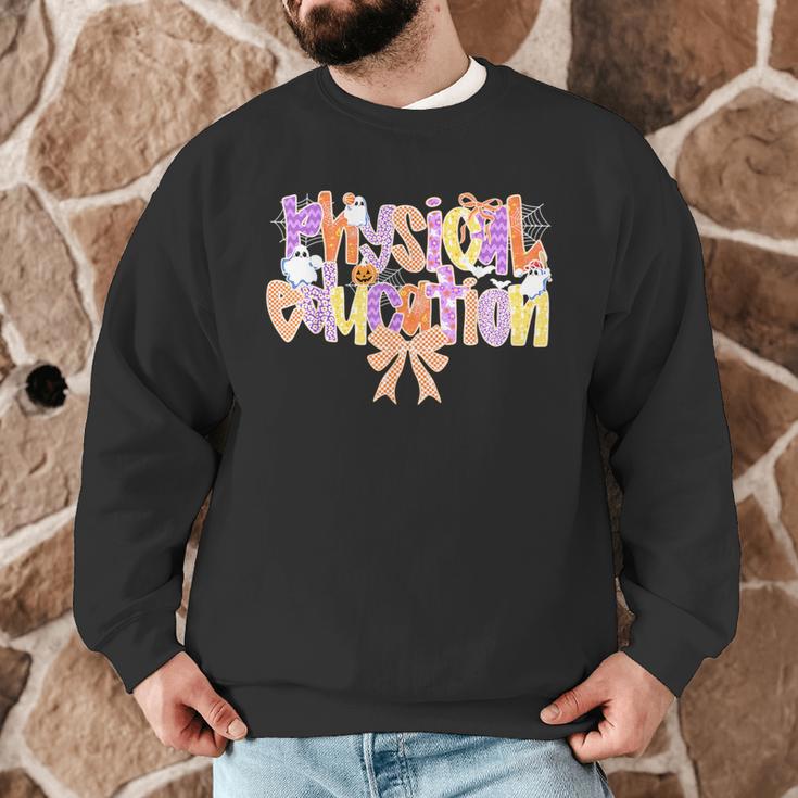 Physical Education Halloween Bow Checkered Teacher Ghost PE Men Graphic Sweatshirt, novelty gifts, funny gifts Physical Education Halloween Bow Checkered Teacher Ghost PE Men Graphic Sweatshirt, novelty gifts, funny gifts