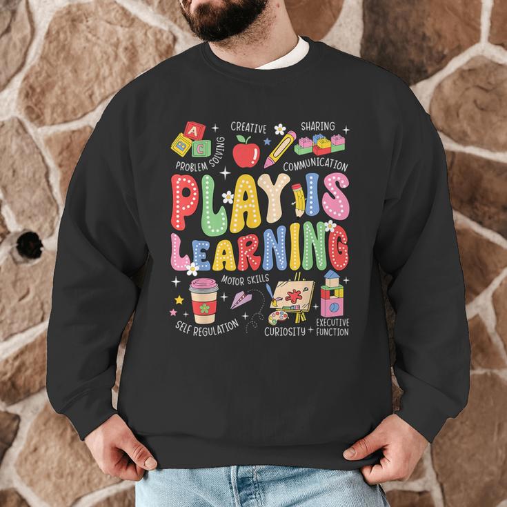 Play Is Learning Teacher First Day Of School Back To School Men Graphic Sweatshirt, novelty gifts, funny gifts Play Is Learning Teacher First Day Of School Back To School Men Graphic Sweatshirt, novelty gifts, funny gifts