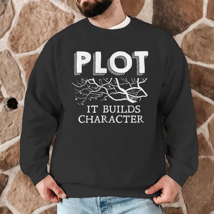 Plot It Builds Character Book Reading Teacher Men Graphic Sweatshirt, novelty gifts, funny gifts