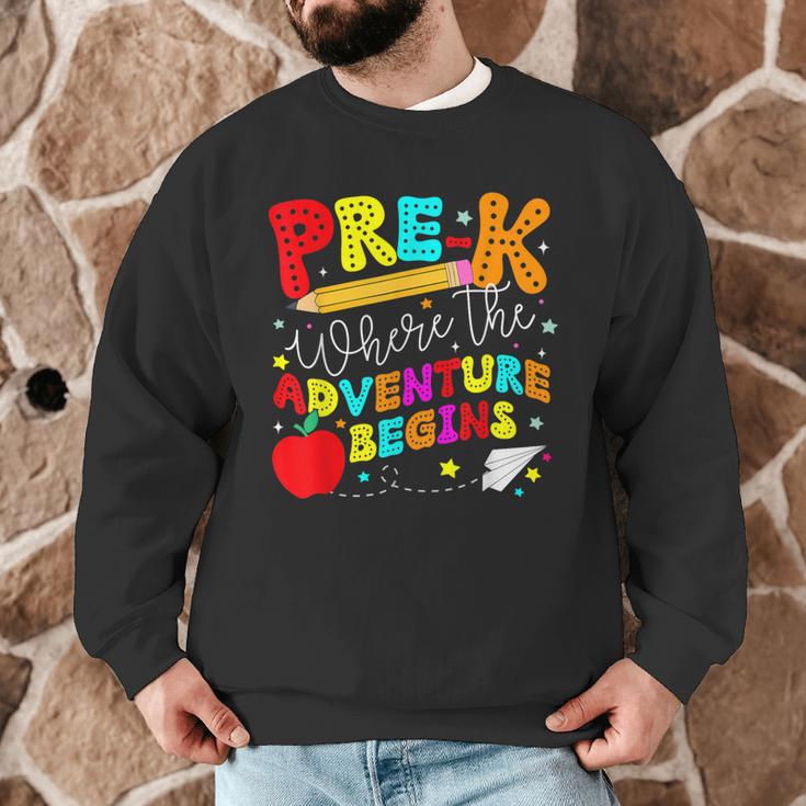 Pre-k Where The Adventure Begins First Day Of Prek Teacher Men Graphic Sweatshirt, novelty gifts, funny gifts Pre-k Where The Adventure Begins First Day Of Prek Teacher Men Graphic Sweatshirt, novelty gifts, funny gifts
