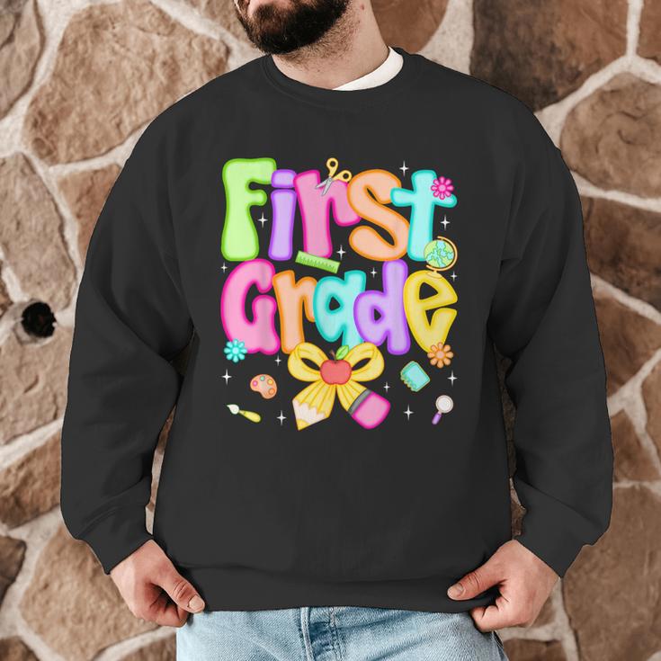 Preppy First Grade Back To School 1st Grade Teacher Girl Kid Men Graphic Sweatshirt, novelty gifts, funny gifts