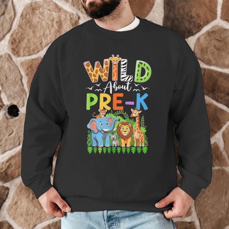 Preschool Teacher Kids Back To School Wild About Pre-K Men Graphic Sweatshirt, novelty gifts, funny gifts