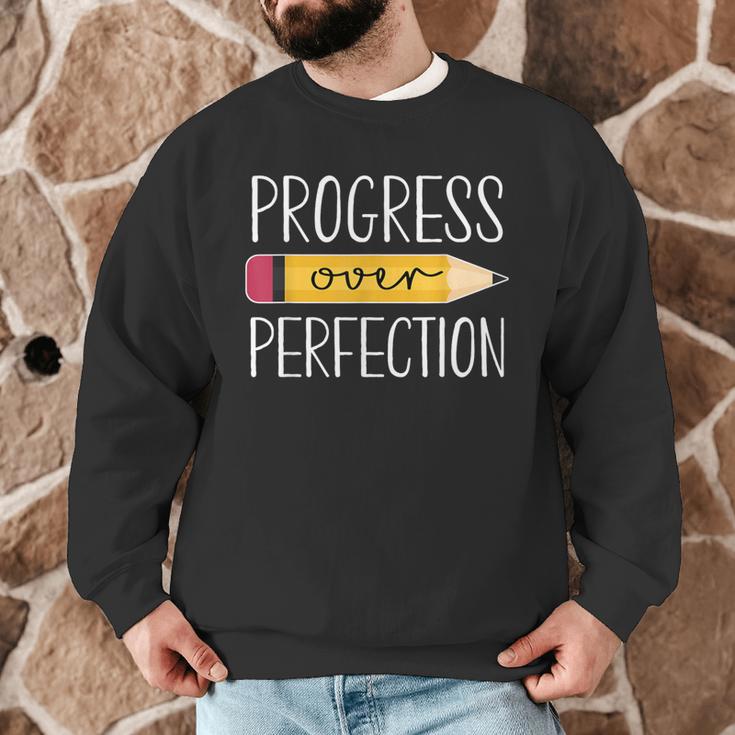 Progress Over Perfection Motivational Back To School Teacher Men Graphic Sweatshirt, novelty gifts, funny gifts Progress Over Perfection Motivational Back To School Teacher Men Graphic Sweatshirt, novelty gifts, funny gifts